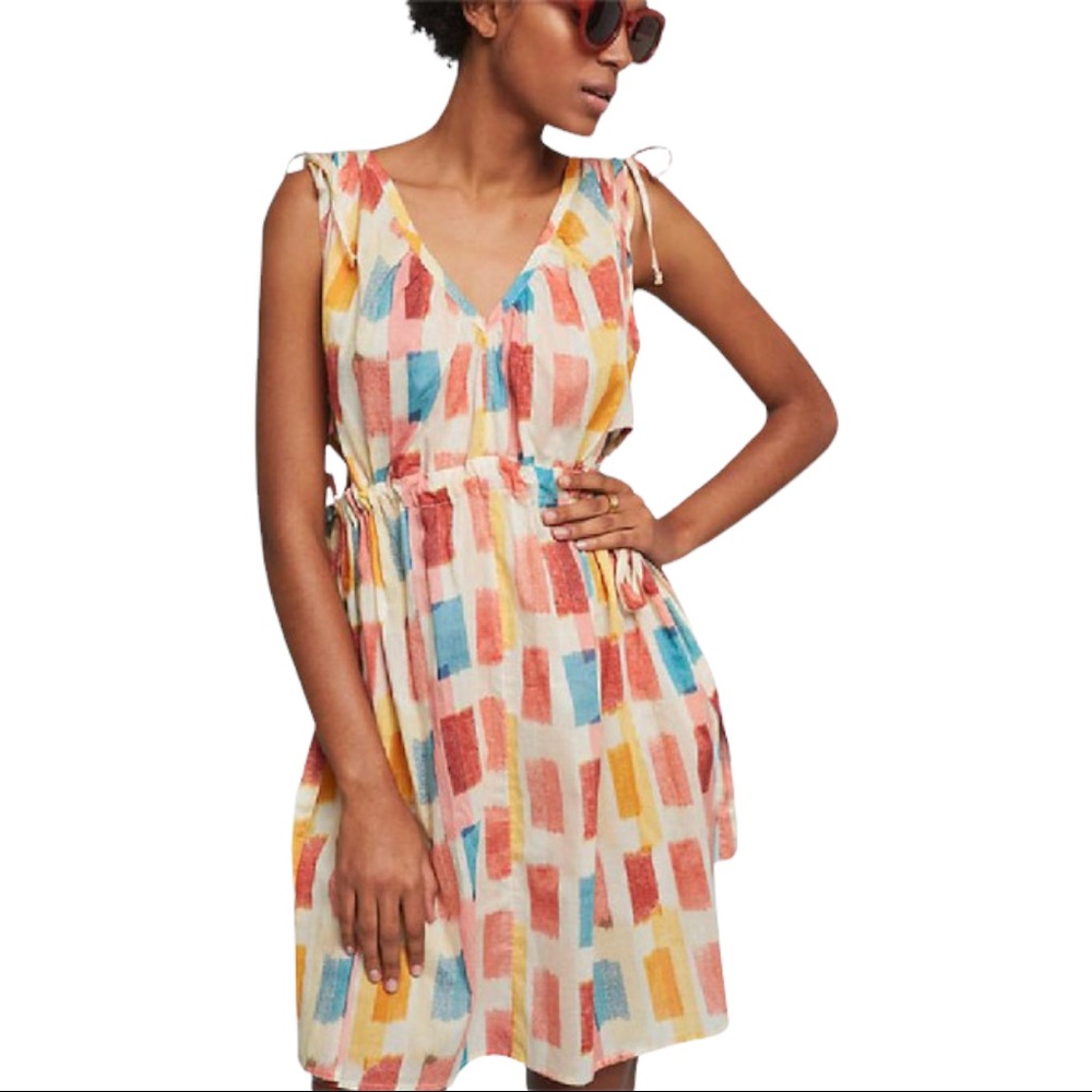 Anthropologie Lilka Painters Palette Sleeveless Mini Dress Medium fits Large